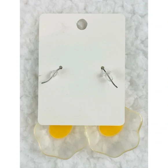 (NWOT) Handmade Fried Egg Dangle Earrings - Picture 3 of 8